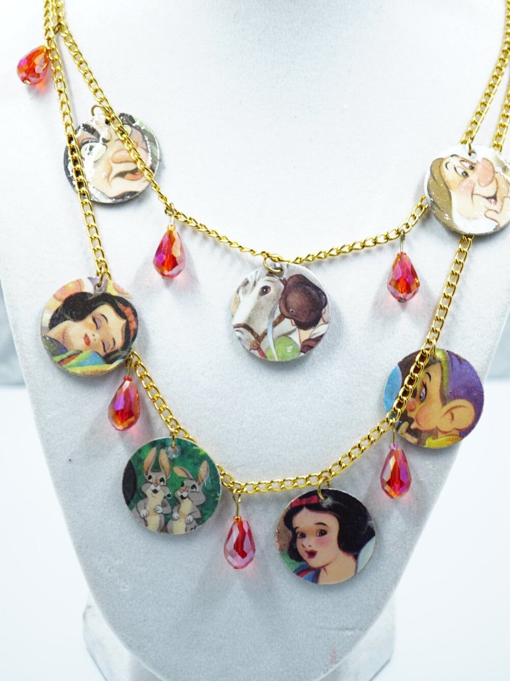 Snow White and the Seven Dwarfs Vintage Golden Book Necklace